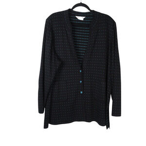 Exclusively Misook Button‎ Front Geometric Polka Dot Cardigan Sz 3X EUC Classic